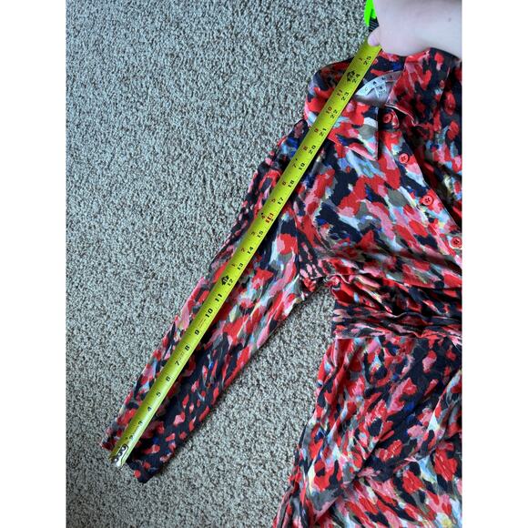 Cabi Abstract Watercolor Jersey Knit Shirt Dress Style 374 Tie Waist Small - Picture 5 of 6